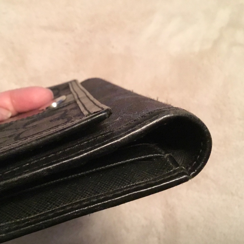Coach Signature Monogram Large Black Wallet - Picture 8 of 10